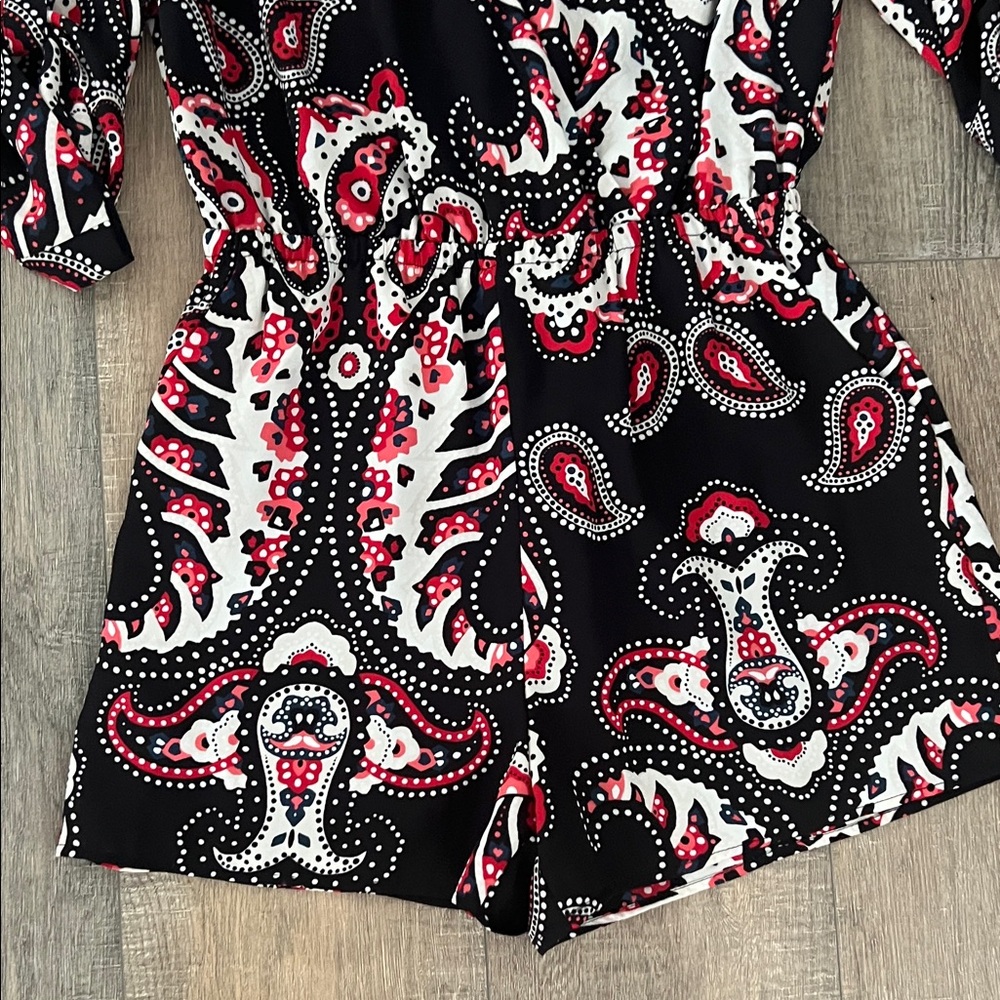 Bebe Black And Red Patterned Top - image 4